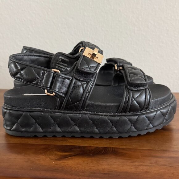 Steve Madden - Bigmona Quilted Leather Slingback Platform Sandal in Black - Picture 4 of 7